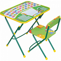 КУ1-13 Комплект "Первоклашка"на зеленом фоне(стол+стул мягкий)детск. складн. (Зеленый каркас)*КУ1/13