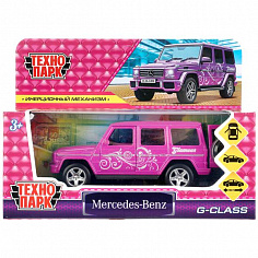 GCLASS-12GRL-LIL Машина металл MERCEDES-BENZ G-CLASS 12 см, двери, багаж, инерц, фиолет, кор. Техноп