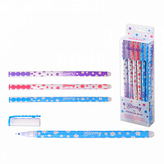 Ручка гелевая пиши-стирай MAZARI "BLOOMY", пласт корп, 0.5мм, синяя (M-5546-70)