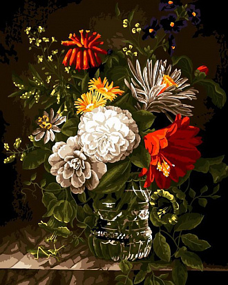 Фото LORI Рх-058 Картина по номерам холст на подрамнике 40*50см "Цветы в граненой хрустальной вазе"