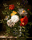 миниатюра LORI Рх-058 Картина по номерам холст на подрамнике 40*50см "Цветы в граненой хрустальной вазе"