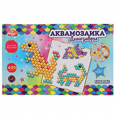 ABMA600-5 Набор д/детского тв-ва аквамозаика 600 бусин, ДИНОЗАВРЫ МУЛЬТИ АРТ