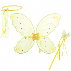 Е91191 карнав.наб. крылья бабочки двойные, обод, палочка-бабочка со стразами и бусы (Winx) 33см 4цв.