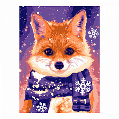 LORI Кпн-303 Картина по номерам на картоне 40*50 см "Лисичка в шарфике"