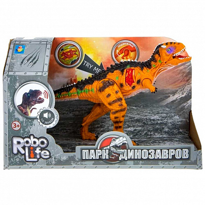 Фото товара Т22008 1TOY RoboLife игрушка Карнотавр, звук. эффект, (3*AG3 входят в комп.) откр. коробка (24,5*7*1