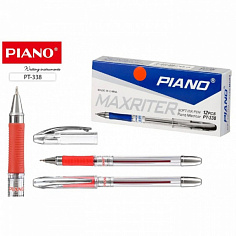 РТ-338-12красн Ручка шар. Piano 338 Maxriter красная 0,5мм на масл. основе, игольч. наконечник, серб
