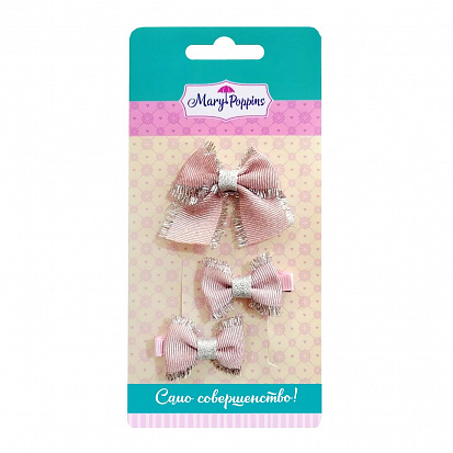 Фото товара 455307 Набор зажимов и резинка "Принцесса" 3 шт., 3,8*2,3 см., 4,5*5,5 см.