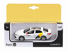1251484JB Яндекс GO машинка металлическая 1:43 Toyota Camry, цвет белый, инерция, откр. двери, 17,5*