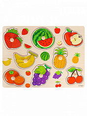 AN02347 Деревянная игрушка. Рамка-вкладыш (22,5х30см) "ЯГОДЫ И ФРУКТЫ" Арт.AN02347