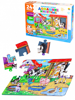 Фото товара ИН-2432 НАПОЛЬНЫЕ ПАЗЛЫ 24 эл. Домашние животные (поле 660х470) (Арт. ИН-2432)
