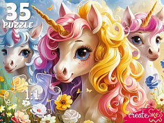 Ф35-2000 МАКСИ-ПАЗЛЫ 35 элементов. ТРИ ЕДИНОРОГА (Арт. Ф35-2000)