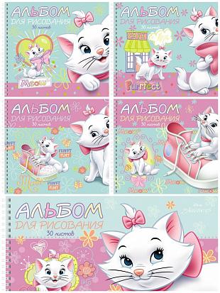 Фото товара Альбом для рисования ХАТБЕР А4 30 л."DISNEY""КОШЕЧКА МАРИ" спираль, 5 диз (30А4Всп)(068764) (5/45)