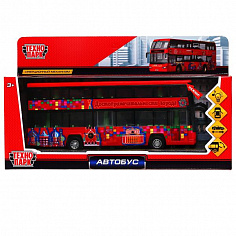 1705C051-R Модель металл свет-звук АВТОБУС двухэтаж., 22,5 см, двери, люк, инерц., кор Технопарк