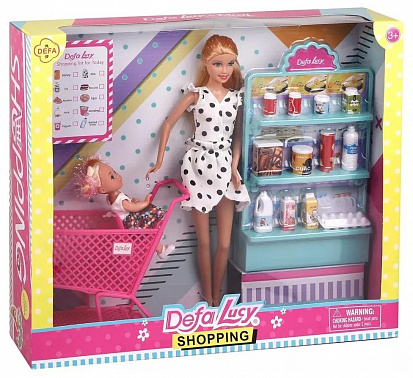 Фото 8364a Игровой набор Defa Lucy. "Супермаркет" 2 куклы, 16 предм.в компл.
