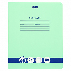 Тетрадь А5 24л. линия, ХАТБЕР "PREMIUM, ПАНДА-ТЕТРАДЬ", кл.А, 80г/кв.м, скоба, зеленая