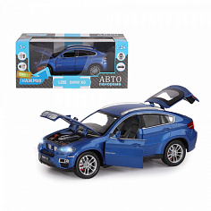 1200121JB ТМ "Автопанорама" Машинка металл., 1:26 BMW X6, синий, свободный ход колес, откр. двери, к