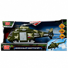 2002A062-R-ARMY Модель пластик свет-звук ВЕРТОЛЁТ 20см, откр. каб., подв.. дет., инер., кор. Технопа
