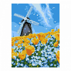 LORI Ам-019 Алмазная мозаика 30*40 см (частичное заполнение) "Мельница"