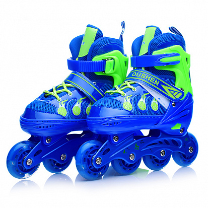 Фото U001501Y Роликовые коньки раздвижные, PU колёса со светом, размер S, синие, в сумке 