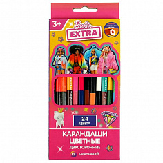 CPD12-67344-BRB Цветные карандаши БАРБИ двусторонние, 24цв (12 шт.), barbie extra Умка