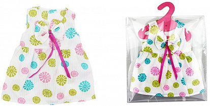 Фото товара KQ079745 Одежда для куклы 39-45см: платье в горошек, пакет с вешалкой