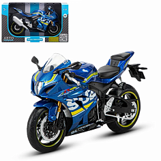 1251501JB Мотоцикл металл. 1:12 SUZUKI GSR-R1000, синий, свободный ход колес, в/к 21,5*13,0*9,6 см Т