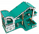 миниатюра ЭД-026Р Кукольный домик с гаражом разборной, цвет Тиффани (мебель в комплекте)