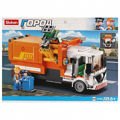 M38-B1066 (16) Конструктор пласт. МУСОРОВОЗ с фигурками, 326дет. в русс. кор.