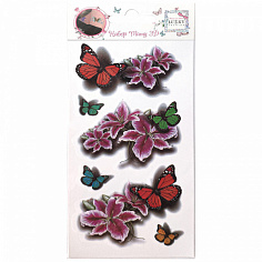 Т21480 LUKKY FASHION набор тату 3D, бабочки, цветы, 1 вид, 9х18см (10131010/291021/0725822)