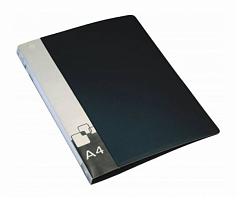 М-816853 Папка с зажимом, пластик 0,7мм, карман, бумажн. вставка, черный PZ07CBLCK