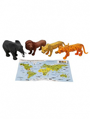 Фото 200662264 Игровой набор "Животные" с картой обитания внутри (4 шт в наборе) (Zooграфия)