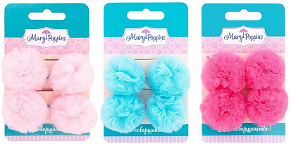 Фото товара 455037 Набор резинок для волос "Зайка", помпоны , 2шт.