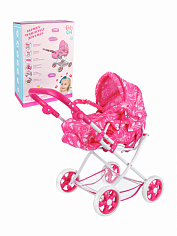 IT107096 Коляска-трансформер для кукол 36 см Girl's Club (металл.), корзина для игрушек, диаметр кол