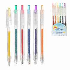 МС-JD-6621-6 Ручки в наборе гель 6цв ароматизированные с блестками