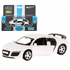 1251264JB ТМ "Автопанорама" Машинка металл. 1:43 Audi R8 GT, белый металлик, инерция, откр. двери, в