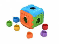 784н Игрушка дидактическая Кубик,синий,зеленый,оранжевый