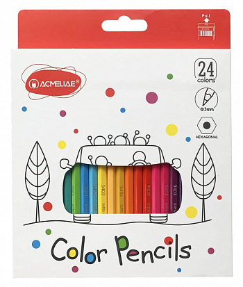 Фото Набор цветных карандашей ACMELIAE шестигранные 24цв. в картонном футляре (9403-24) (1/12/72)