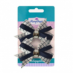 455192 Резинка с бантиком "Клетка" син. 1 шт., 7*6см.