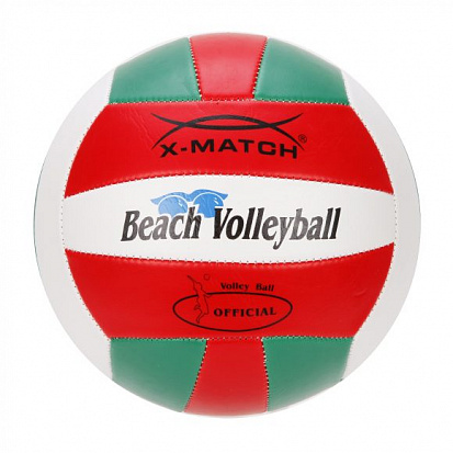 Фото 56299 Мяч волейбольный X-Match зелен-красн-бел, 2 слоя ПВХ
