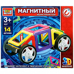 XB-4027-R Магнитный конструктор "Город мастеров": машинка, 14 деталей в русс. кор.
