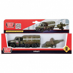 SB-16-17WB-1 Машина металл УРАЛ 12см с пушкой, открыв. двери, инерц., подвиж. дет., в кор. Технопарк