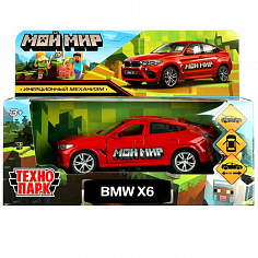 X6-12-MW Машина металл BMW X6 12 см, двер, багаж, инер, красный мой мир, кор. Технопарк