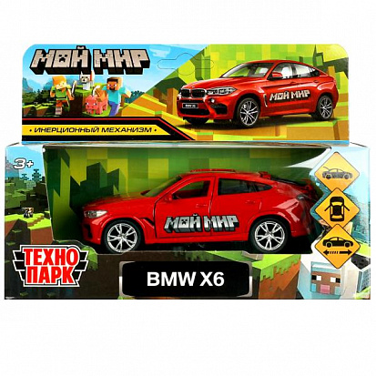 Фото X6-12-MW Машина металл BMW X6 12 см, двер, багаж, инер, красный мой мир, кор. Технопарк