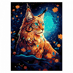 LORI Кпн-387 Картина по номерам на картоне 28,5*38 см "Рысь"