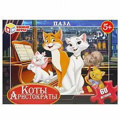 4660254456129 Коты Аристократы. Пазл классический в коробке. 60 деталей. 190х141х35 мм. Умные игры