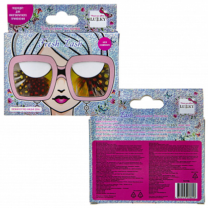 Фото товара Т21758 LUKKY Fresh Lash, реснички накладные перьевые мультиколор, клей в комплекте, кор. (10317120