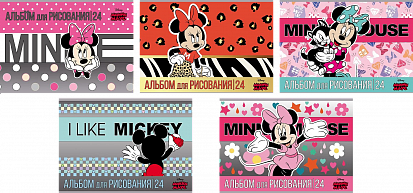 Фото товара Альбом для рисования ХАТБЕР А4 24 л. "МИННИ МАУС", металлизиров. картон, скоба (24А4мтлВ) (085142) (
