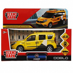 DOBLO-12TAX-YE Машина металл FIAT DOBLO ТАКСИ длина 12 см, двери, инерц, желтый, кор. Технопарк