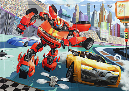 Фото товара П15-2688 ПАЗЛ-РАМКА. 15 элементов ГОНКИ ТРАНСФОРМЕРОВ (Арт. П15-2688)