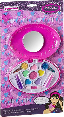 Фото товара ВВ2270 Набор детской декор. косметики Bondibon Eva Moda, CDR 32,5*19*3 см; косметичка-овал с зеркаль
